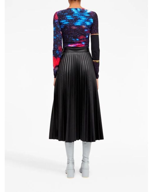 MM6 by Maison Margiela Black Pleated Midi Skirt