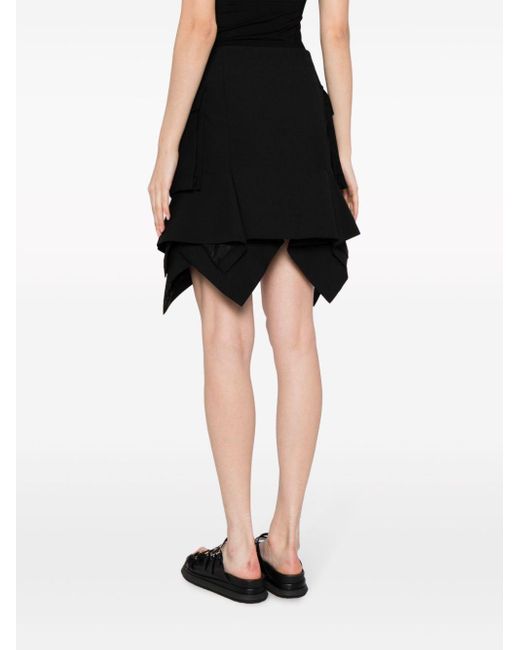 Sacai Black High-waisted Asymmetric Mini Skirt