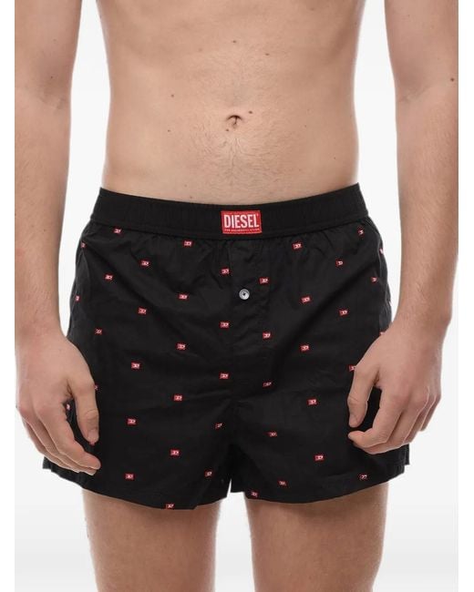 DIESEL Black Monogram-Embroidered Boxers for men