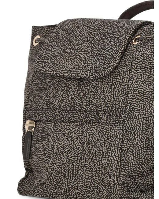 Borbonese Gray Eyelet-Embellished Drawstring Backpack