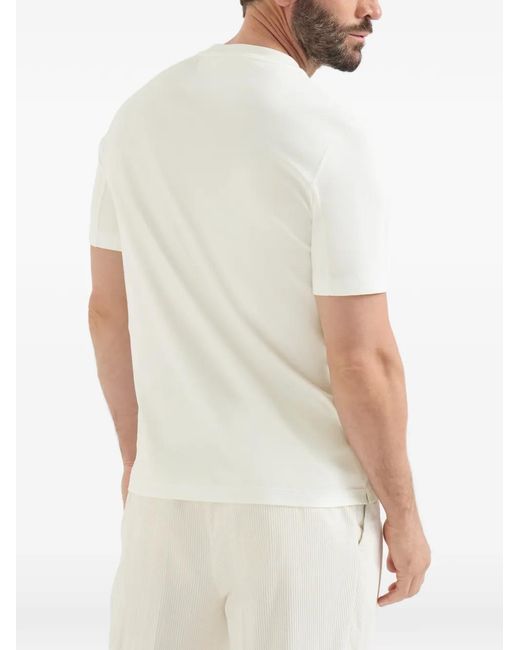 Brunello Cucinelli White T-Shirt À Col Rond En Jersey De Coton Avec Imprimé for men