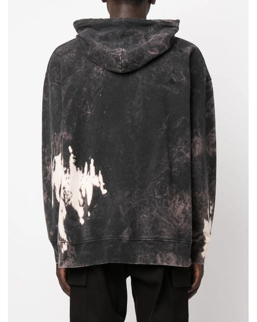 DSquared² Black Reverse Logo-Print Bleached Hoodie for men