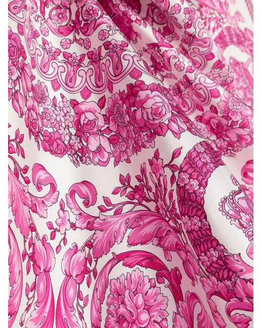 Versace Pink Floral-print Scarf