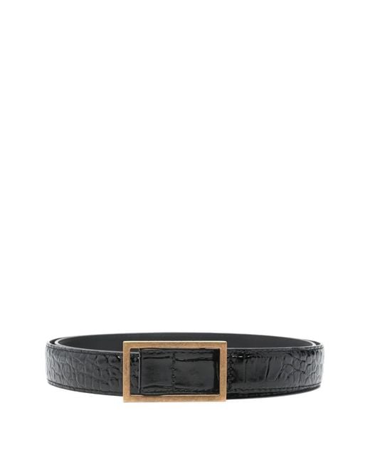 Emporio Armani White Crocodile-Effect Leather Belt for men