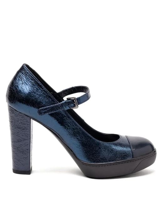 Hogan Blue Buckle-Strap Pumps