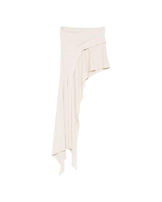 Francesco Murano White Asymmetric Draped Skirt