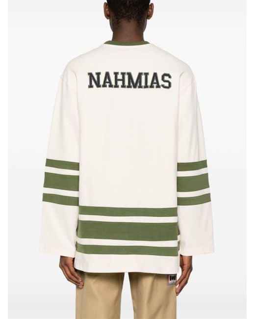 NAHMIAS Natural Logo-embroidered Stripe-detailing Sweatshirt for men