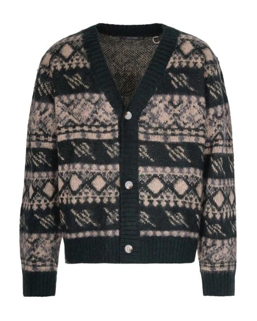 Daily Paper Black Patterned Button Cardigan for men
