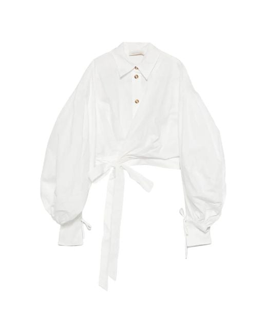 Zimmermann White Ivory 'Rebellion' Balloon-Sleeve Shirt