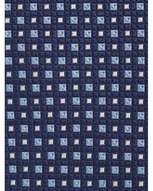 Zegna Blue Geometric-Pattern Silk Tie for men