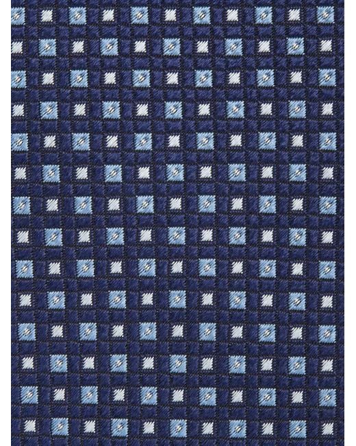 Zegna Blue Geometric-Pattern Silk Tie for men