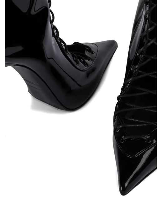Le Silla Black 100Mm Lace-Up Pointed-Toe Boots
