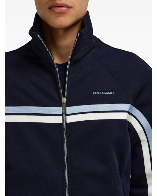 Ferragamo Blue Stripe Zip Sports Jacket for men
