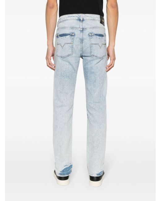 Versace Mid Waist Straight Jeans in het Blue voor heren
