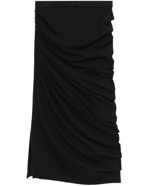 Rick Owens Black Ruched Jersey Pencil Skirt
