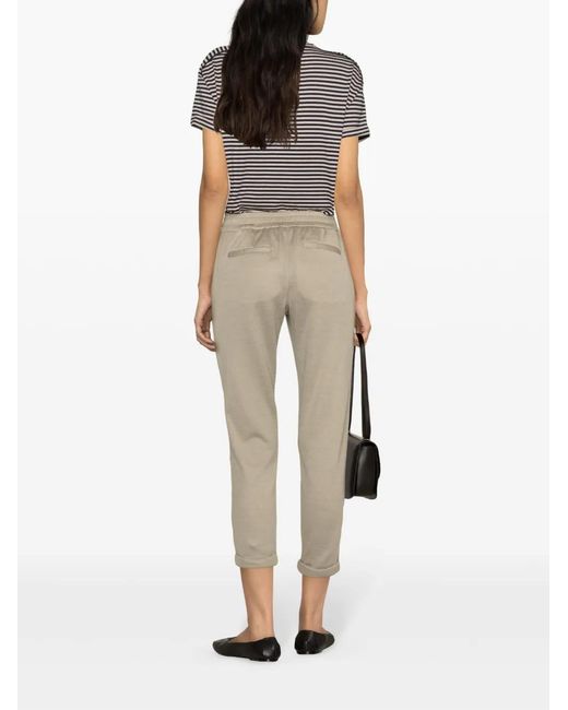 Brunello Cucinelli Natural Bead-Trim Cropped Track Pants