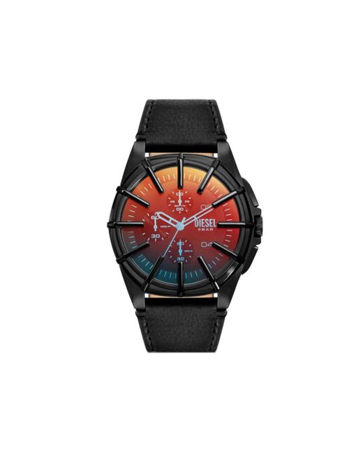 DIESEL Framed Armbanduhr mit schwarzem Armband aus Leder in Red für Herren
