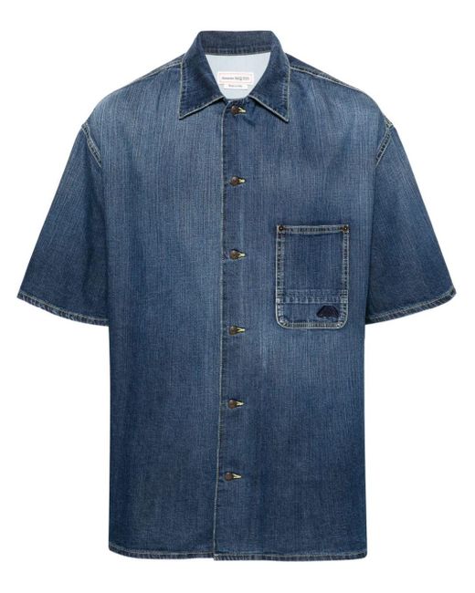 Alexander McQueen Blue Denim Shirt for men