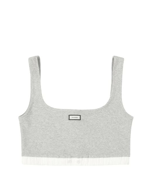 Entire studios White Ribbed Button-Detail Bra