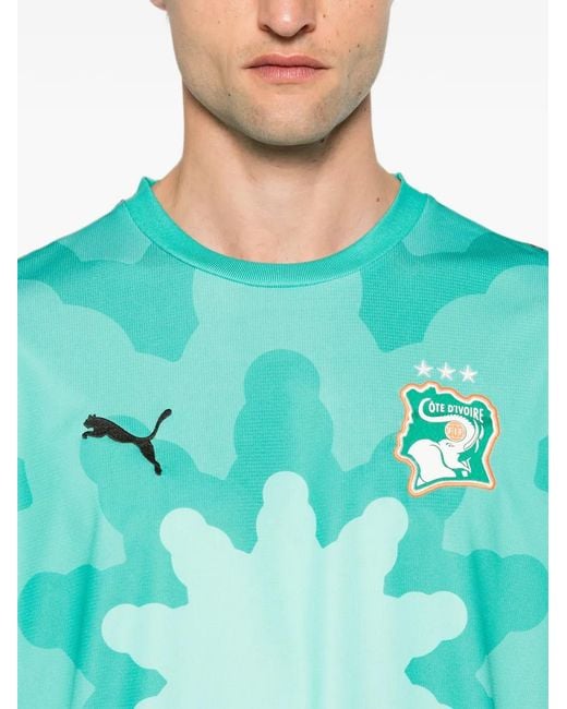 PUMA Blue X Fif X Salehe Bembury Graphic-Print Logo-Patch T-Shirt for men