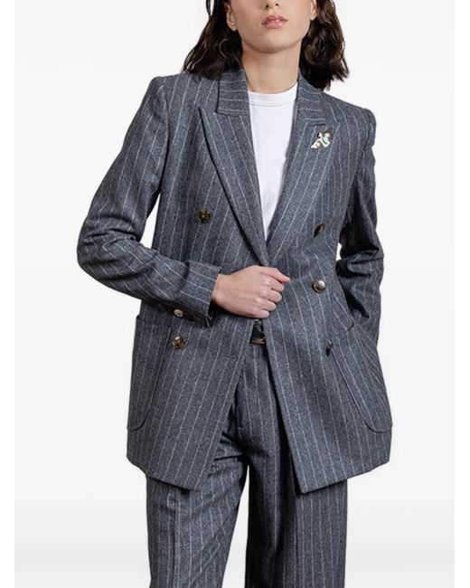 Fortela Gray Pinstripe Double-Breasted Jacket