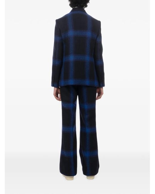 Walter Van Beirendonck Blue Check-Pattern Wool Blazer for men