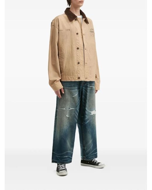 AFTERMATHS Natural Logo-Print Shirt Jacket for men