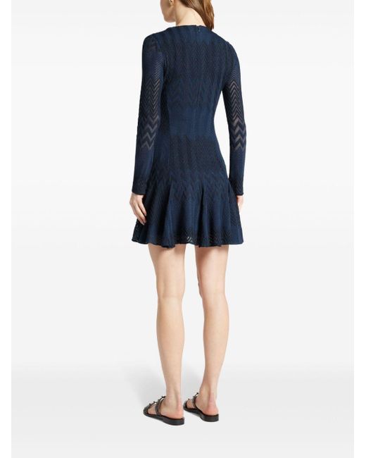 Missoni Blue Zigzag Crochet-Knit Minidress