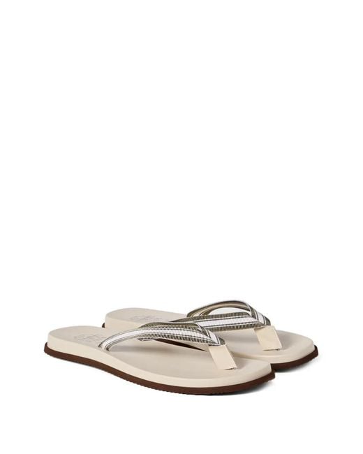 Brunello Cucinelli White Pool Slides for men