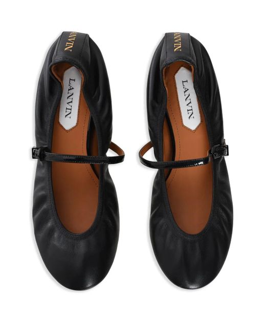 Lanvin Black Leather Ballet Flats