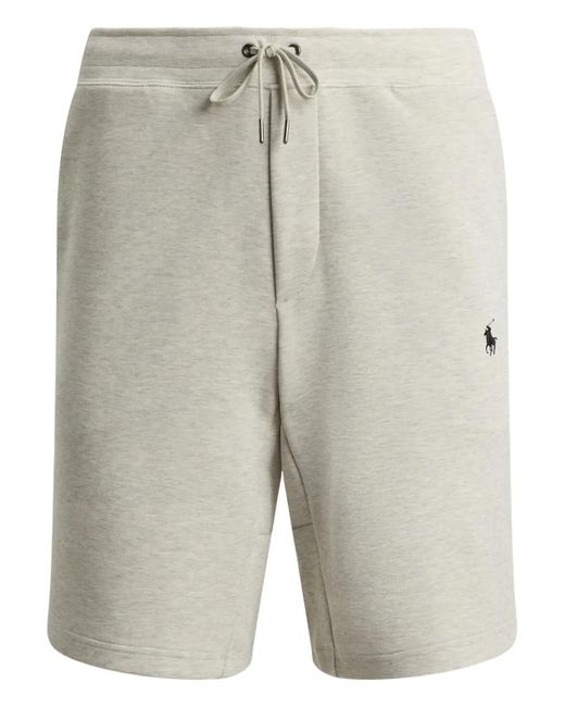 Polo Ralph Lauren Gray Embroidered Double-Knit Track Shorts for men