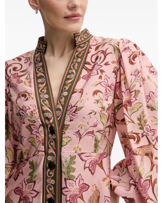 Barbour Pink X Farm Rio Alice Floral Puff-Sleeve Maxi Dress