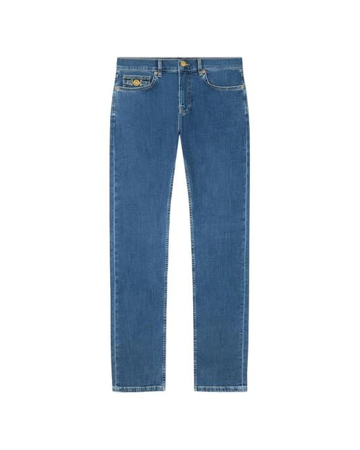 Versace Blue Medallion-Pocket Denim Jeans for men