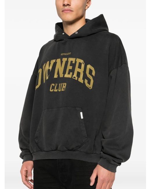 Represent Black Classic Hoodie With Logo Print for men