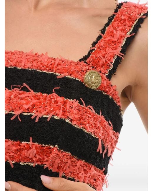 Balmain Black T-Shirt En Coton À Rayures