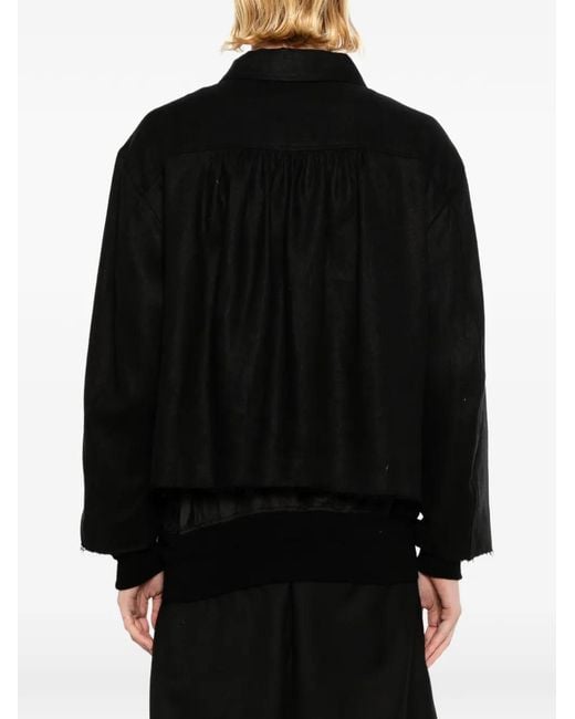 Midorikawa Black Raw-Edge Zip-Up Jacket for men