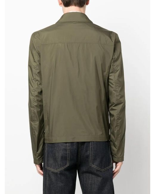 Canali Green Goatskin Zip-Up Shirt Jacket for men