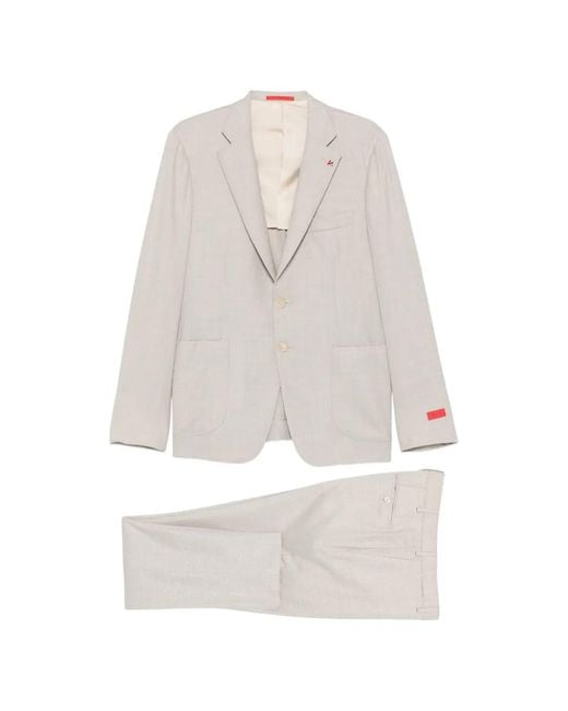Isaia White Button Single-Breasted Suit for men