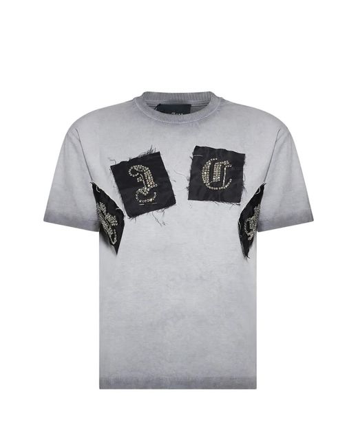John Richmond T-Shirt Met Patchwork in het Gray