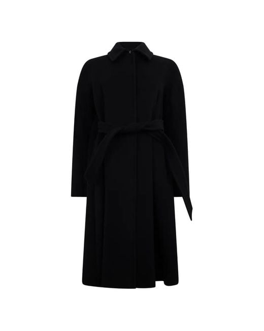 Alberta Ferretti Black Belted Single-Breasted Coat