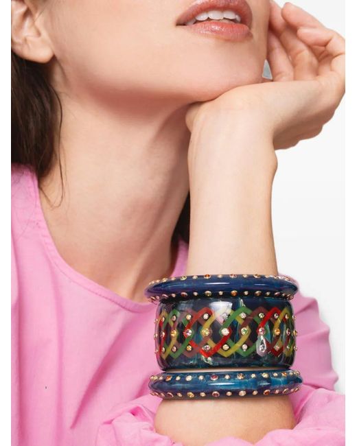 Mark Davis Blue Lattice Multi Gems Bangle