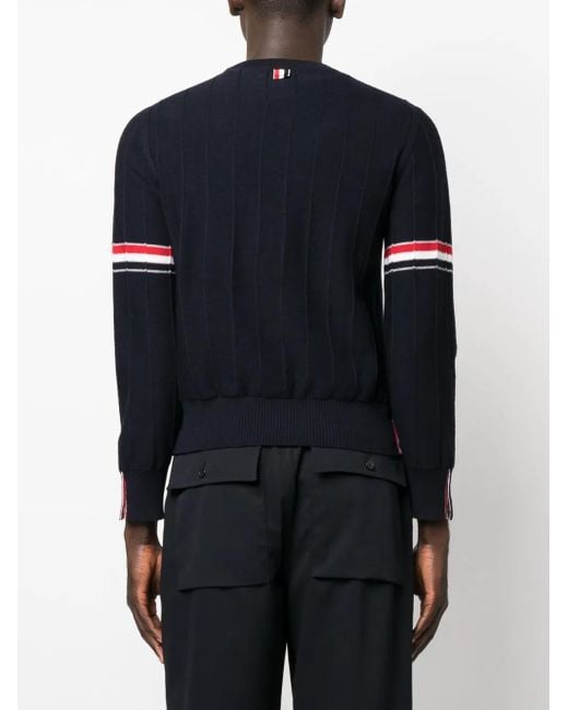 Thom Browne Blue Rwb Wool Crewneck Jumper for men