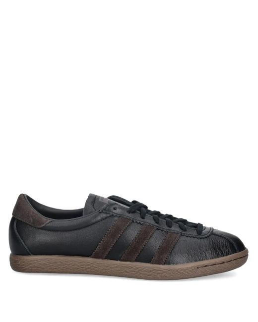 adidas tobacco all black adidas Tobacco Three-Stripe Lace-Up Sneakers in Black