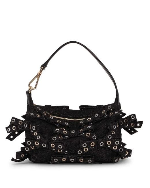 Ganni Black Small Butterfly Denim Tote Bag