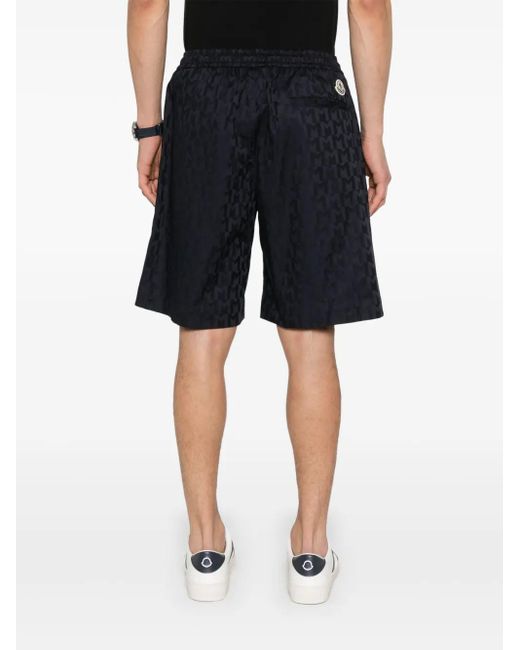 Moncler Blue Monogram-Jacquard Shorts for men