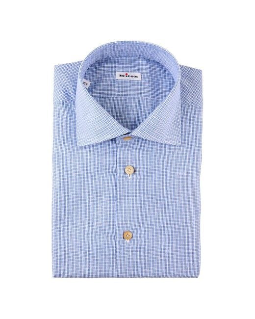 Kiton Blue Chemise À Carreaux for men