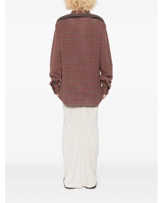 Rick Owens Purple Checked Patch-Pocket Shirt