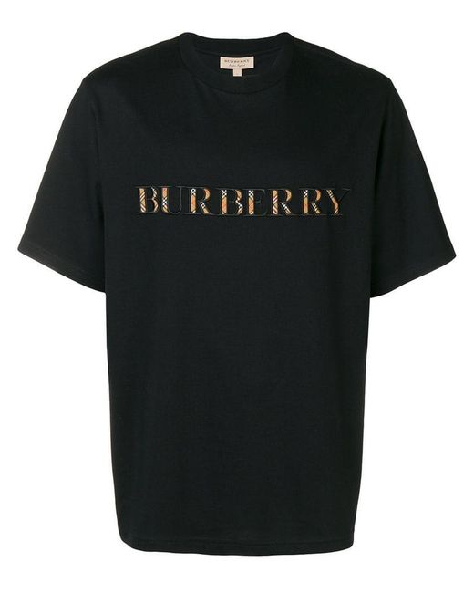 Burberry Black Sabeto Embroidered Logo Tee for men