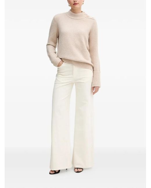 MARC AUREL White Button Roll-Neck Sweater