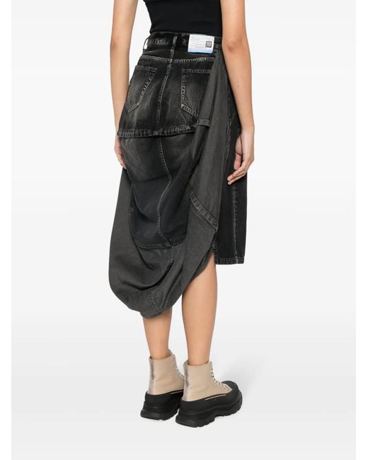 Maison Mihara Yasuhiro Black Circle Washed Denim Skirt